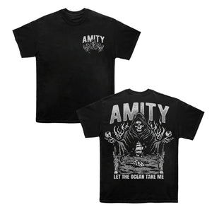the amity affliction Ocean - Black T-Shirt front and back