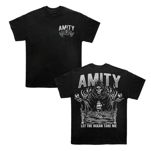 the amity affliction Ocean - Black T-Shirt front and back