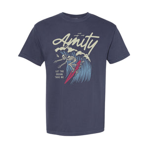 the amity affliction Surfin' Skeleton Navy T-Shirt